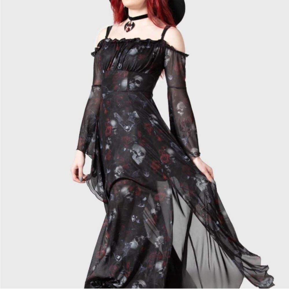 Killstar Mystic Meadow Mesh Maxi Dress Gothic Gown L